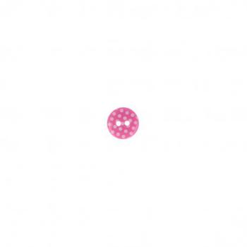 Kunststoffknopf in Pink mit Tupfen, 13 mm Durchmesser